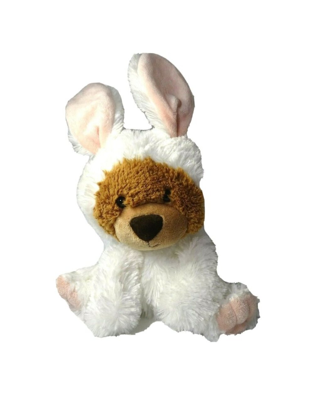Aurora Bear in Rabbit Costume Plush Stuffed Animal 2017 White Brown 8 in Easter